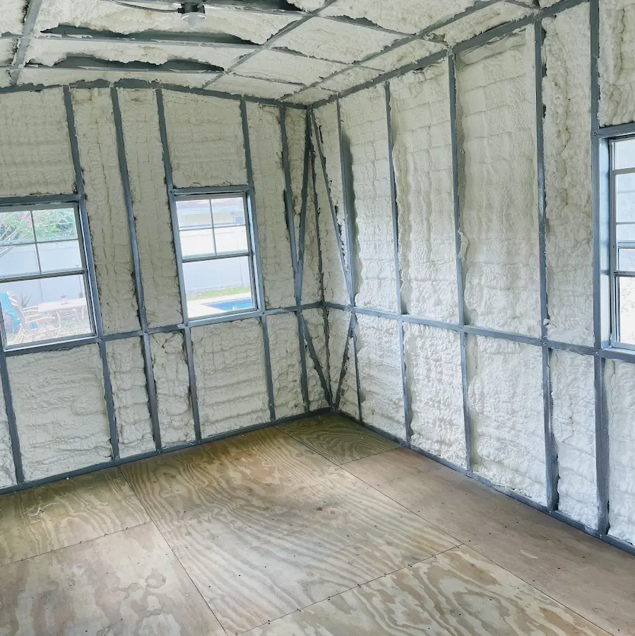 Closed-cell spray foam insulation applied to wall cavities in a residential project in Zephyrhills South